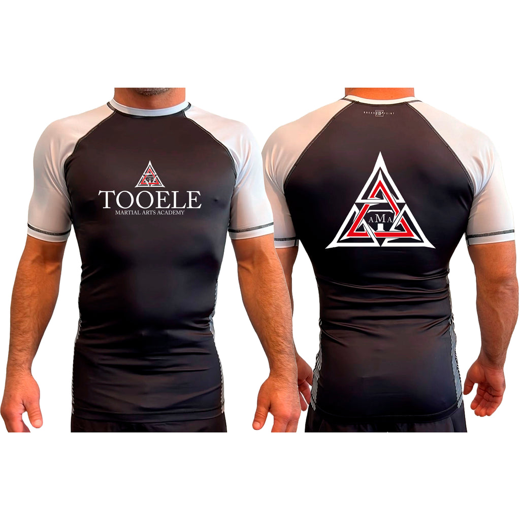 Tooele Martial Arts All Black Ranked Short Sleeve Rash Guards #8261 A