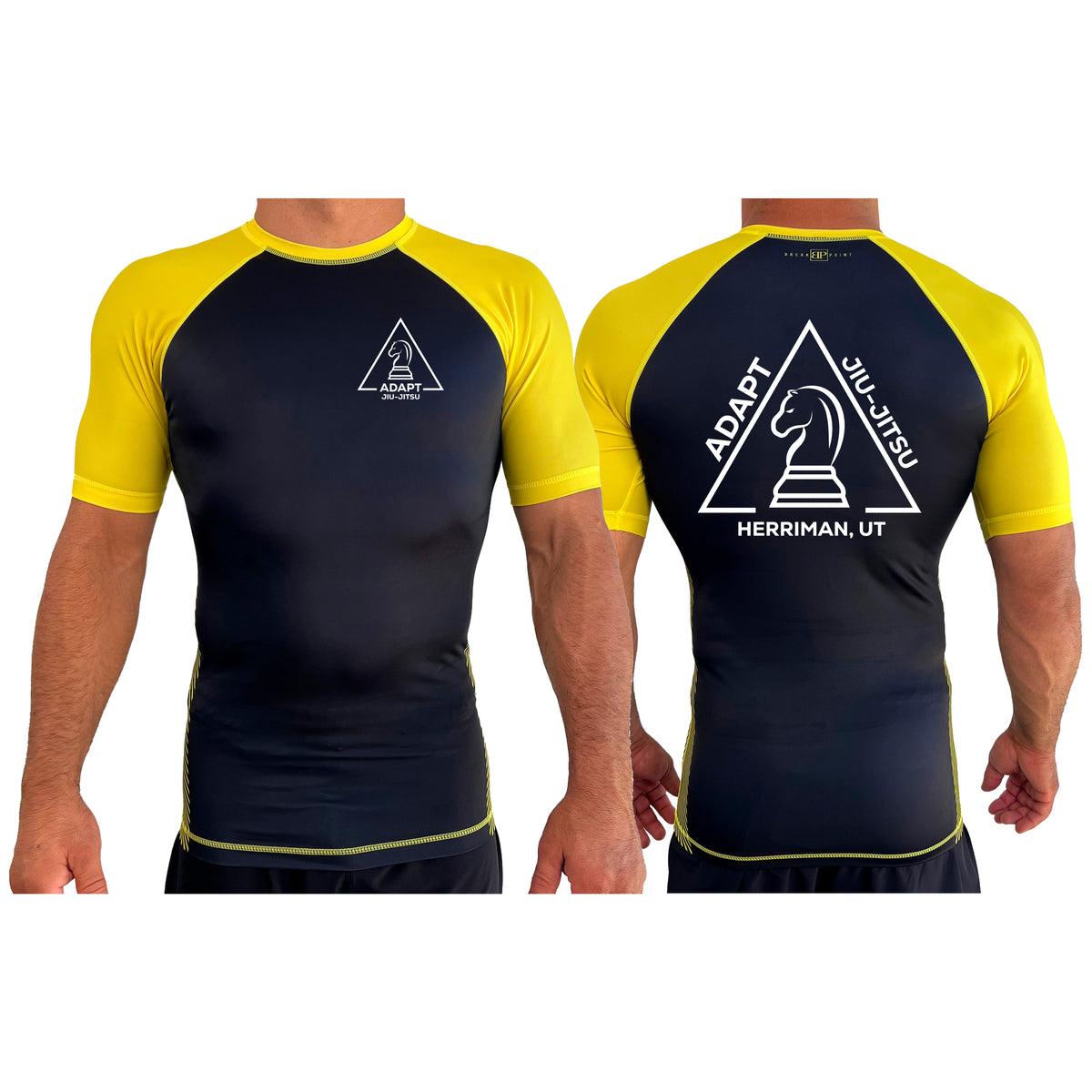 Adapt Jiu-Jitsu All Black Ranked Short Sleeve Rash Guards #8262 A