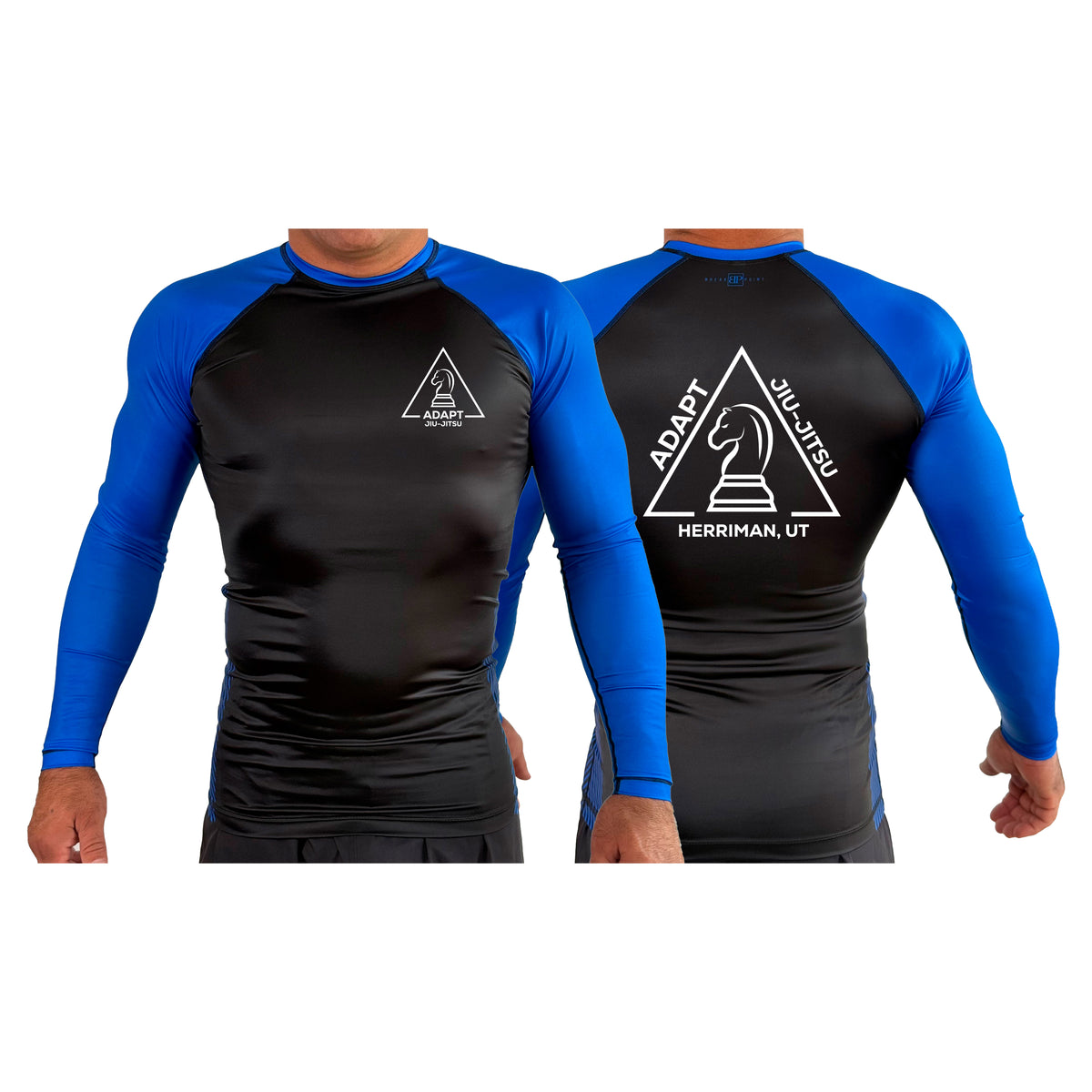 Adapt Jiu-Jitsu All Black Ranked Long Sleeve Rash Guards #8262 A