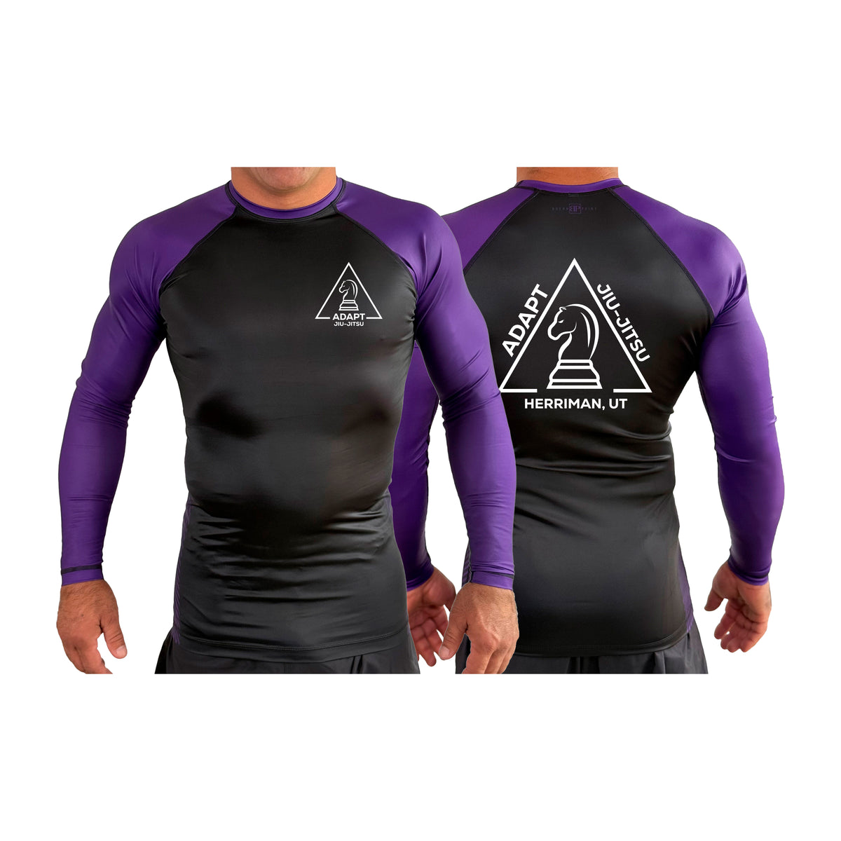Adapt Jiu-Jitsu All Black Ranked Long Sleeve Rash Guards #8262 A