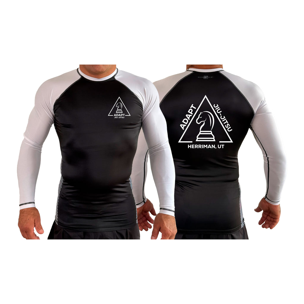 Adapt Jiu-Jitsu All Black Ranked Long Sleeve Rash Guards #8262 A