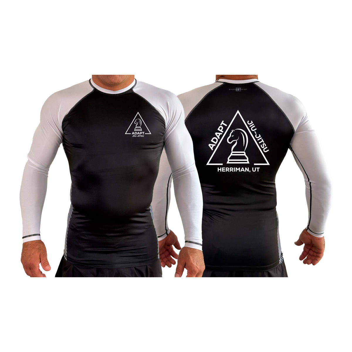 Adapt Jiu-Jitsu All Black Ranked Long Sleeve Rash Guards #8262 A