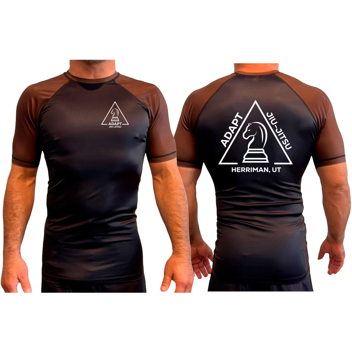 Adapt Jiu-Jitsu All Black Ranked Short Sleeve Rash Guards #8262 A