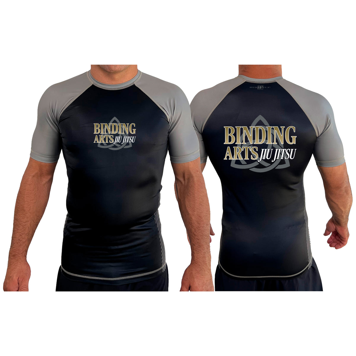 Binding Arts Jiu Jitsu All Black Ranked Short Sleeve Rash Guards #8263 A