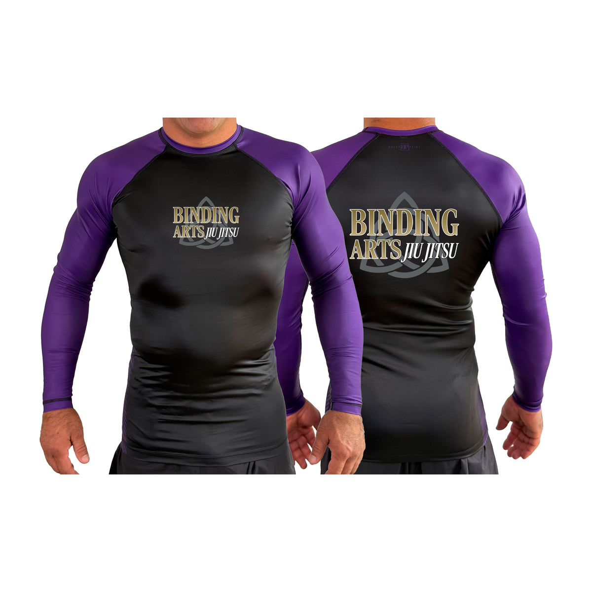 Binding Arts Jiu Jitsu All Black Ranked Long Sleeve Rash Guards #8263 A