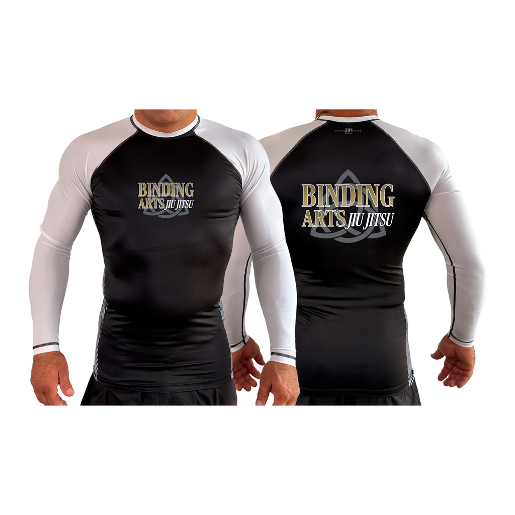 Binding Arts Jiu Jitsu All Black Ranked Long Sleeve Rash Guards #8263 A