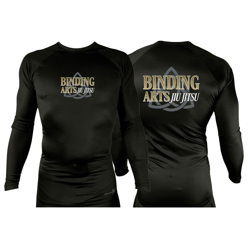 Binding Arts Jiu Jitsu All Black Rash Guards Long Sleeves #8263 A