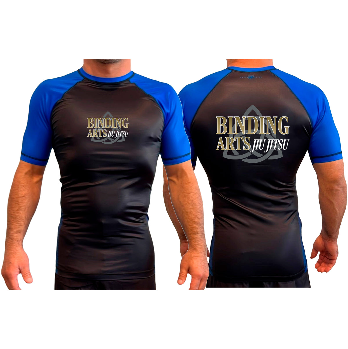 Binding Arts Jiu Jitsu All Black Ranked Short Sleeve Rash Guards #8263 A