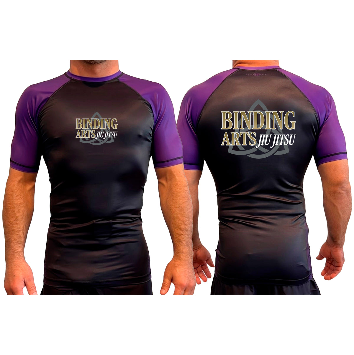 Binding Arts Jiu Jitsu All Black Ranked Short Sleeve Rash Guards #8263 A