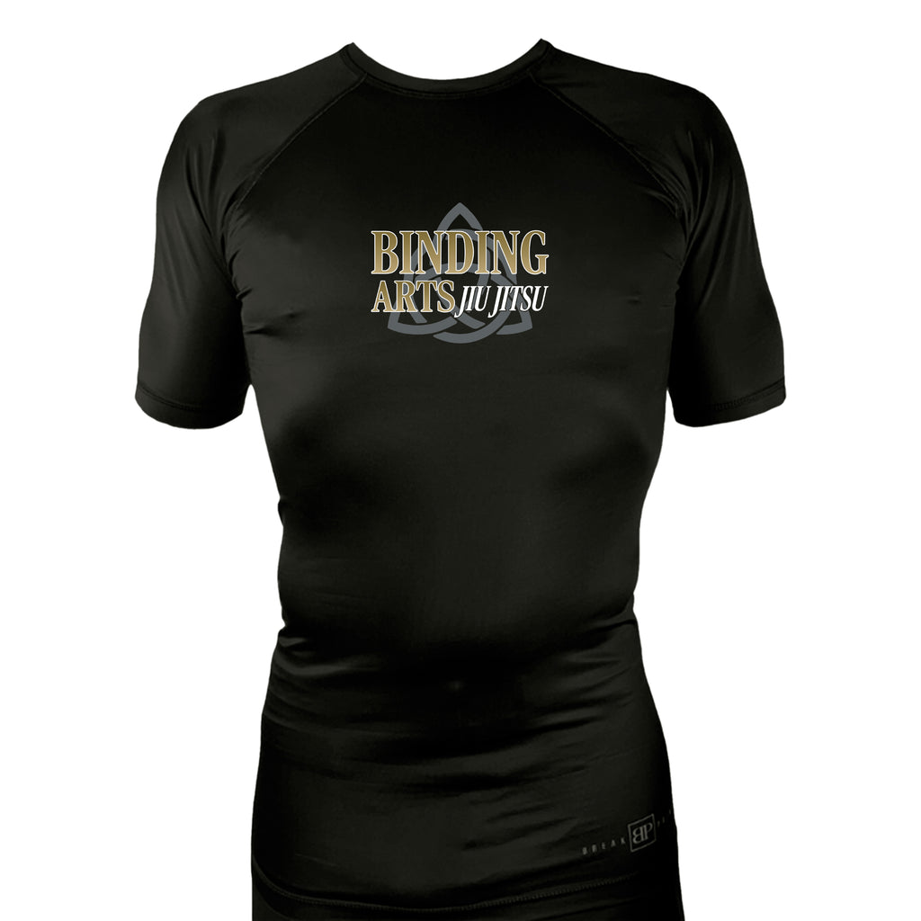 Binding Arts Jiu Jitsu All Black Rash Guards Short Sleeves #8263 A