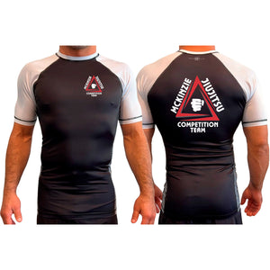 Mckinzie Jiu Jitsu All Black Ranked Short Sleeve Rash Guards #8264 A