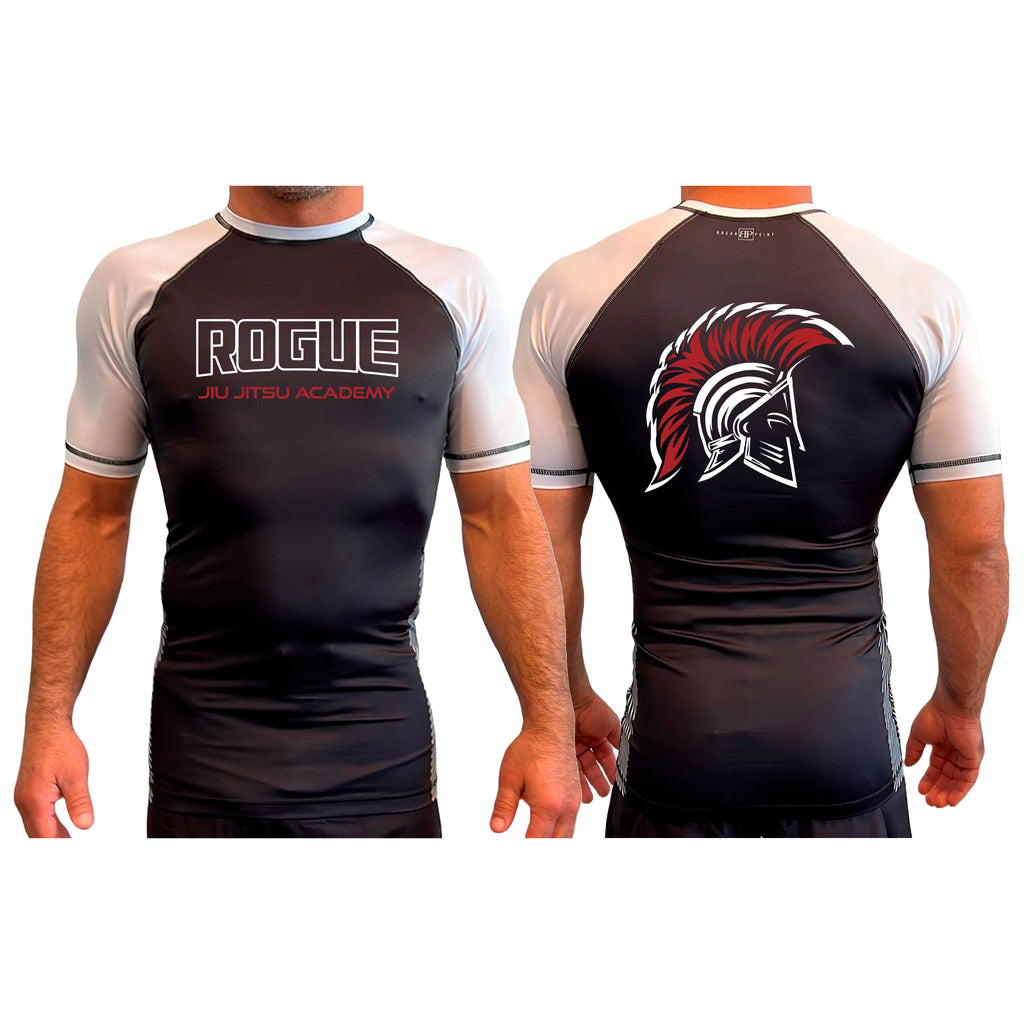 Rogue Jiu Jitsu Academy All Black Ranked Short Sleeve Rash Guards #8265 C