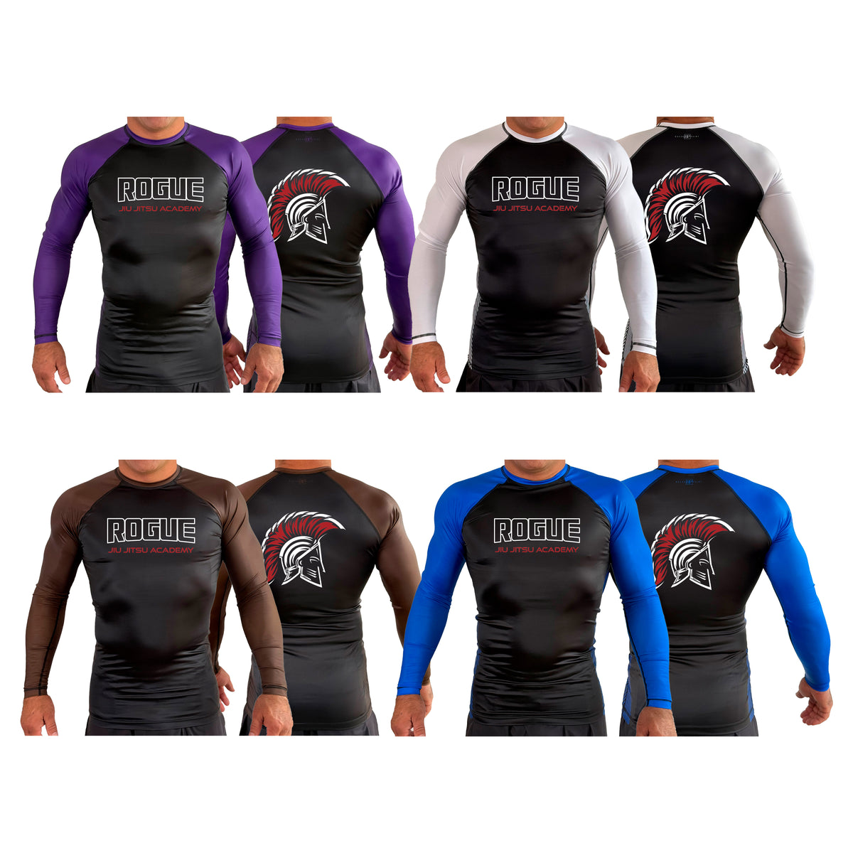 Rogue Jiu Jitsu Academy All Black Ranked Long Sleeve Rash Guards #8265 C