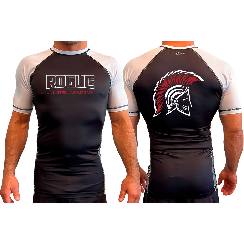 Rogue Jiu Jitsu Academy All Black Ranked Short Sleeve Rash Guards #8265 C