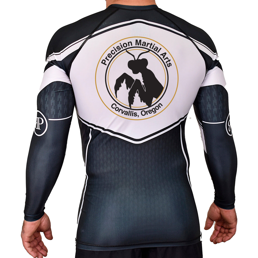 Precision Martial Arts Academy Rash Guards Black/White #8266 B