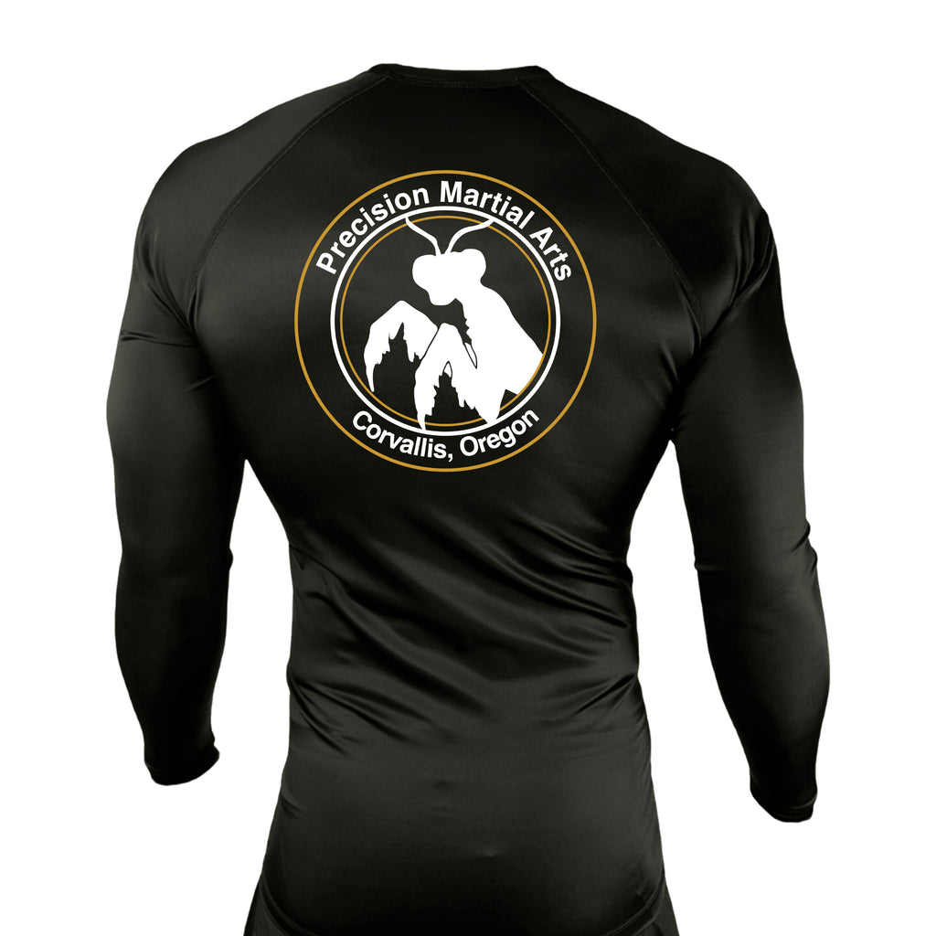 Precision Martial Arts All Black Custom Rash Guards Long Sleeves #8266 B