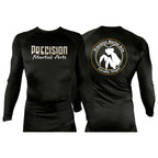 Precision Martial Arts All Black Custom Rash Guards Long Sleeves #8266 B