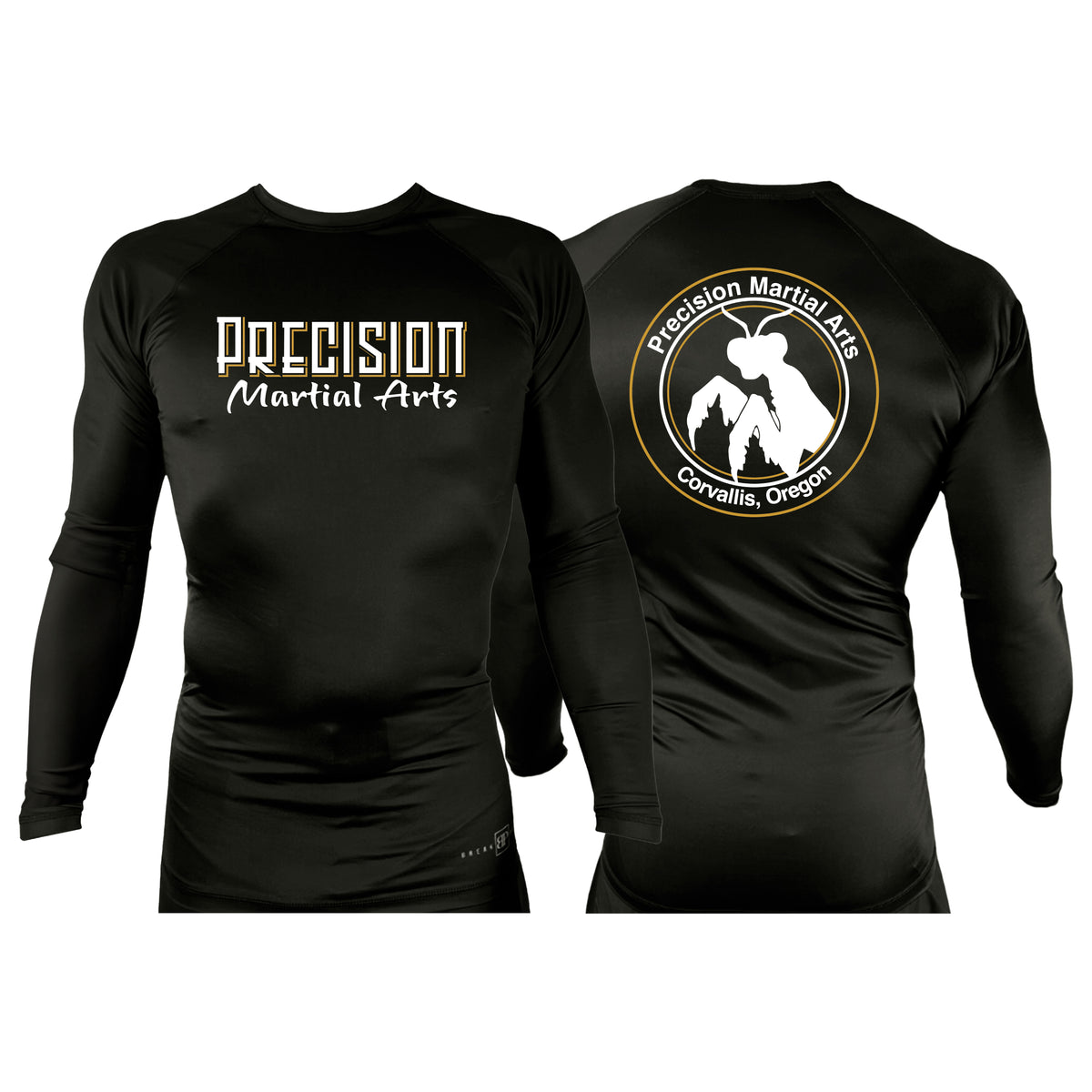Precision Martial Arts All Black Custom Rash Guards Long Sleeves #8266 B