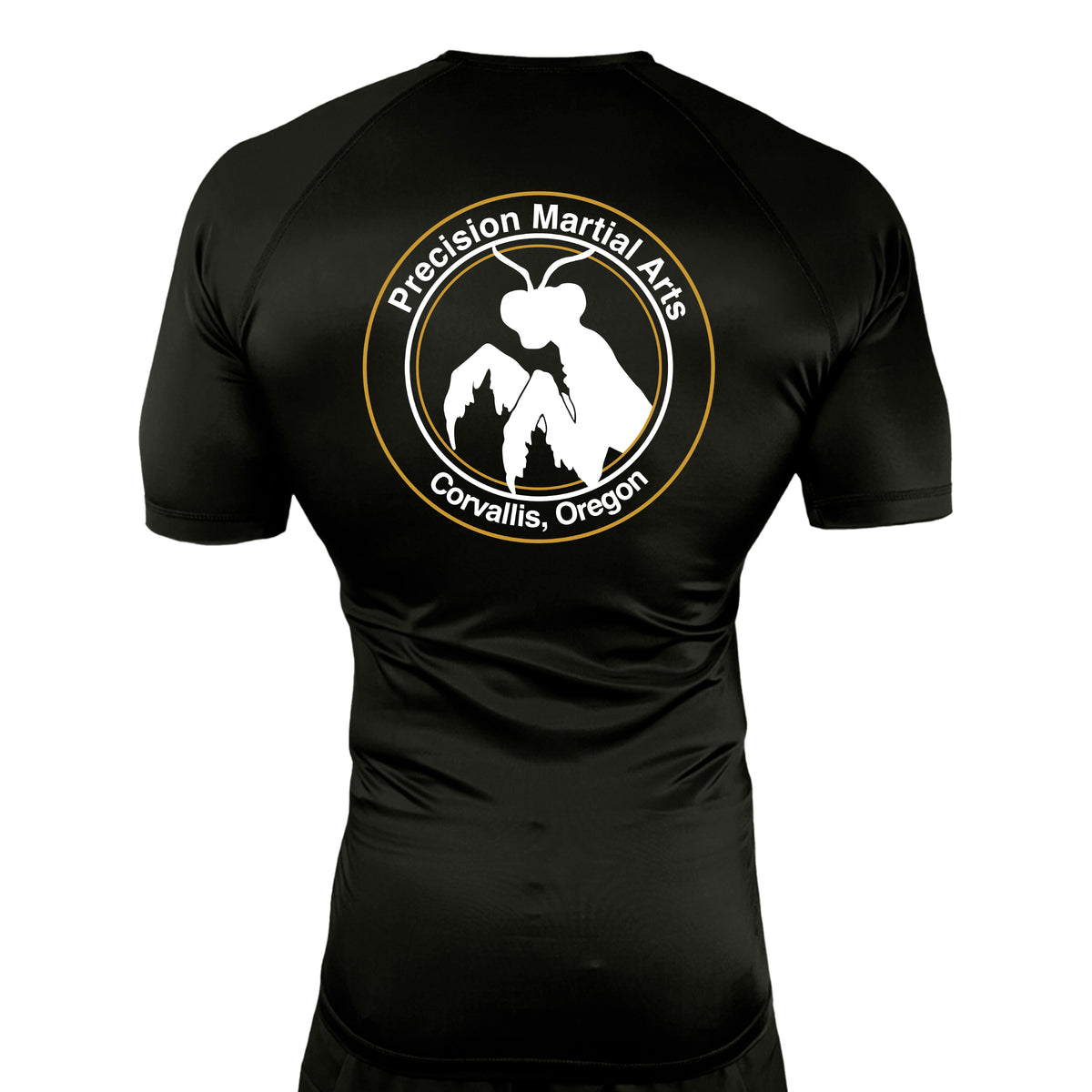 Precision Martial Arts All Black Custom Rash Guards Short Sleeves #8266 B
