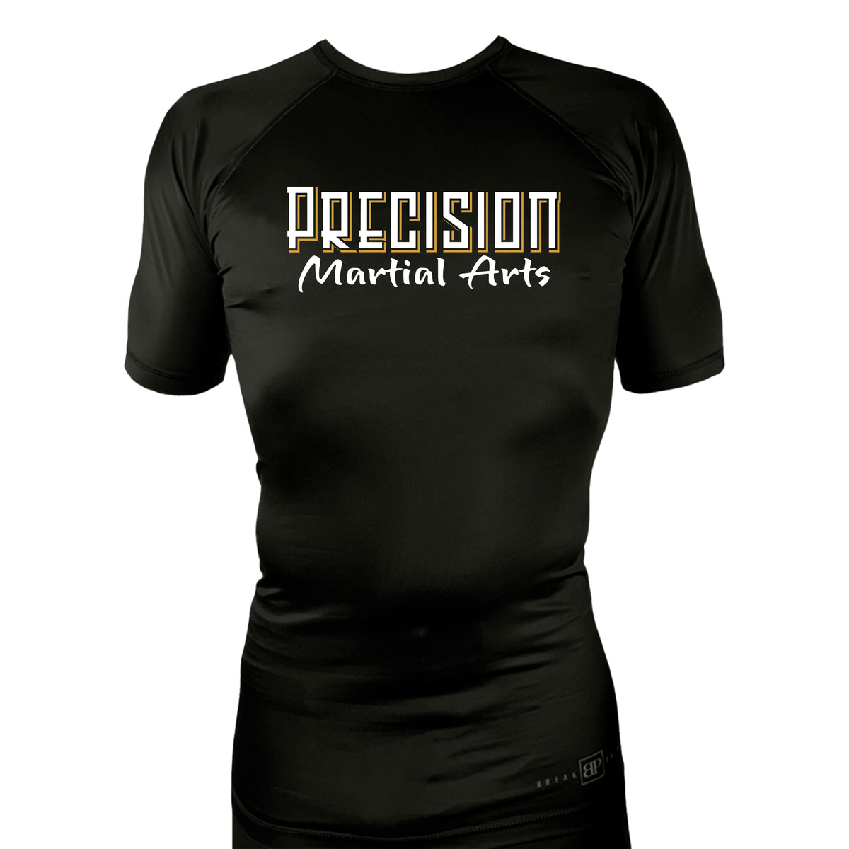 Precision Martial Arts All Black Custom Rash Guards Short Sleeves #8266 B