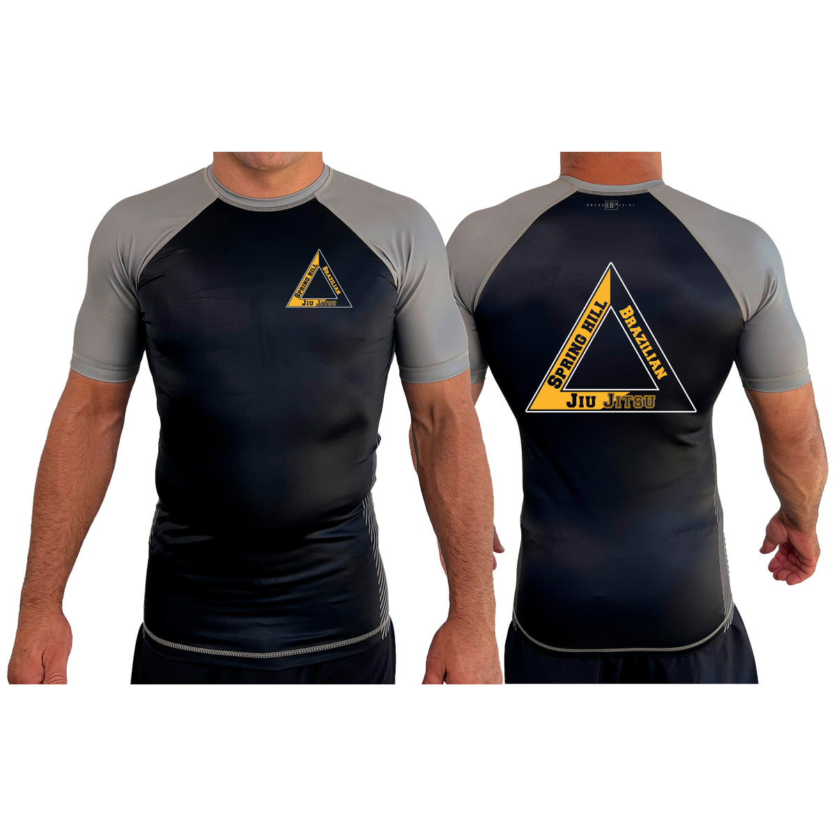 Spring Hill Jiu Jitsu All Black Ranked Short Sleeve Rash Guards #8267 A