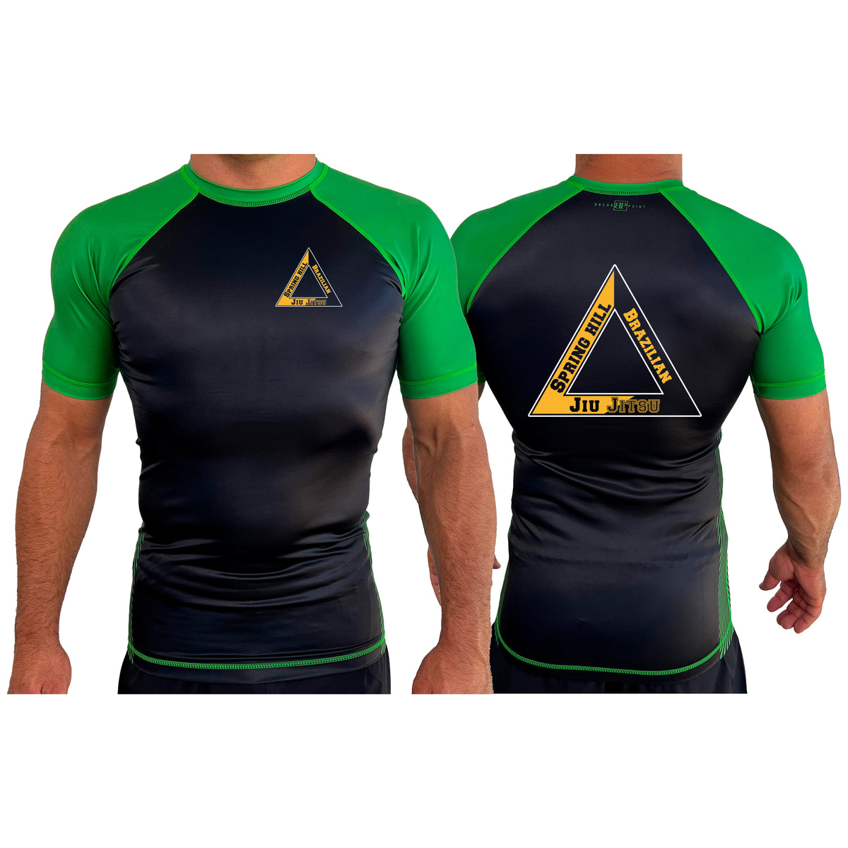 Spring Hill Jiu Jitsu All Black Ranked Short Sleeve Rash Guards #8267 A