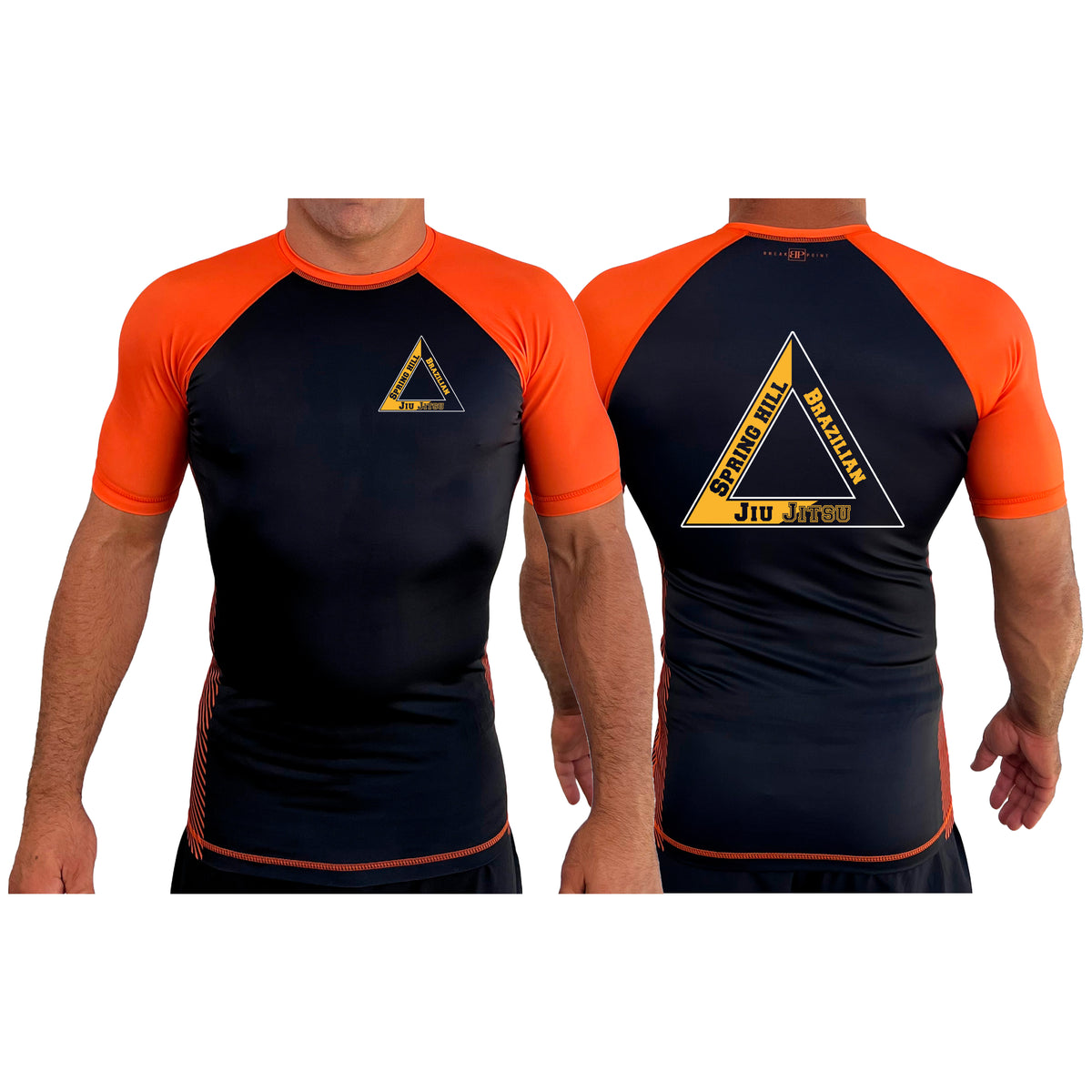 Spring Hill Jiu Jitsu All Black Ranked Short Sleeve Rash Guards #8267 A