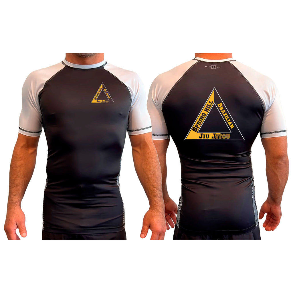 Spring Hill Jiu Jitsu All Black Ranked Short Sleeve Rash Guards #8267 A