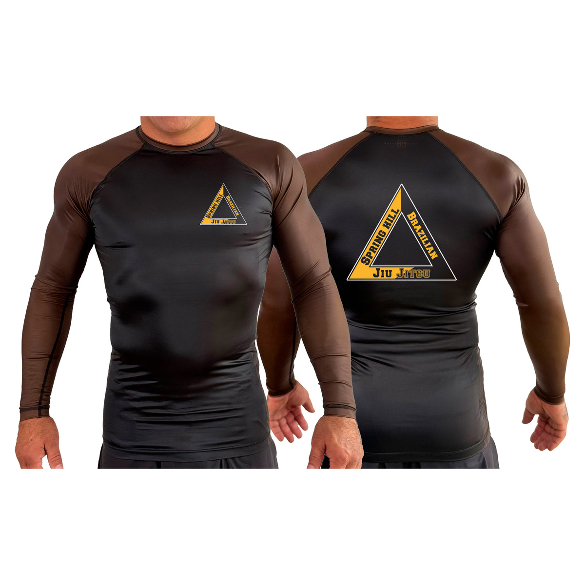 Spring Hill Jiu Jitsu All Black Ranked Long Sleeve Rash Guards #8267 A