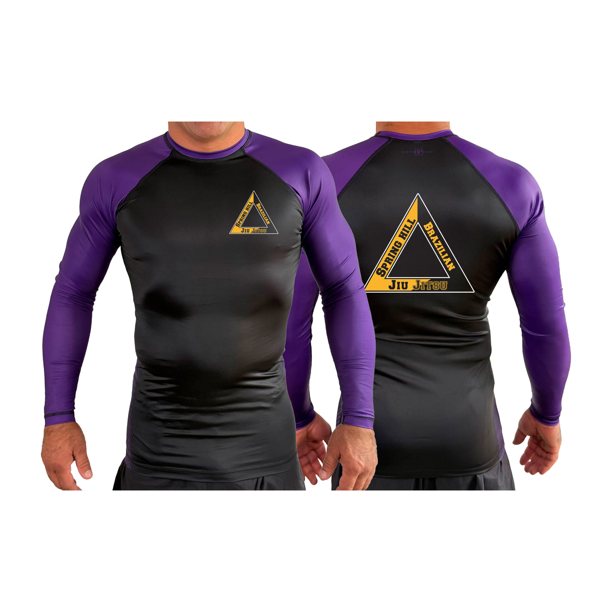 Spring Hill Jiu Jitsu All Black Ranked Long Sleeve Rash Guards #8267 A