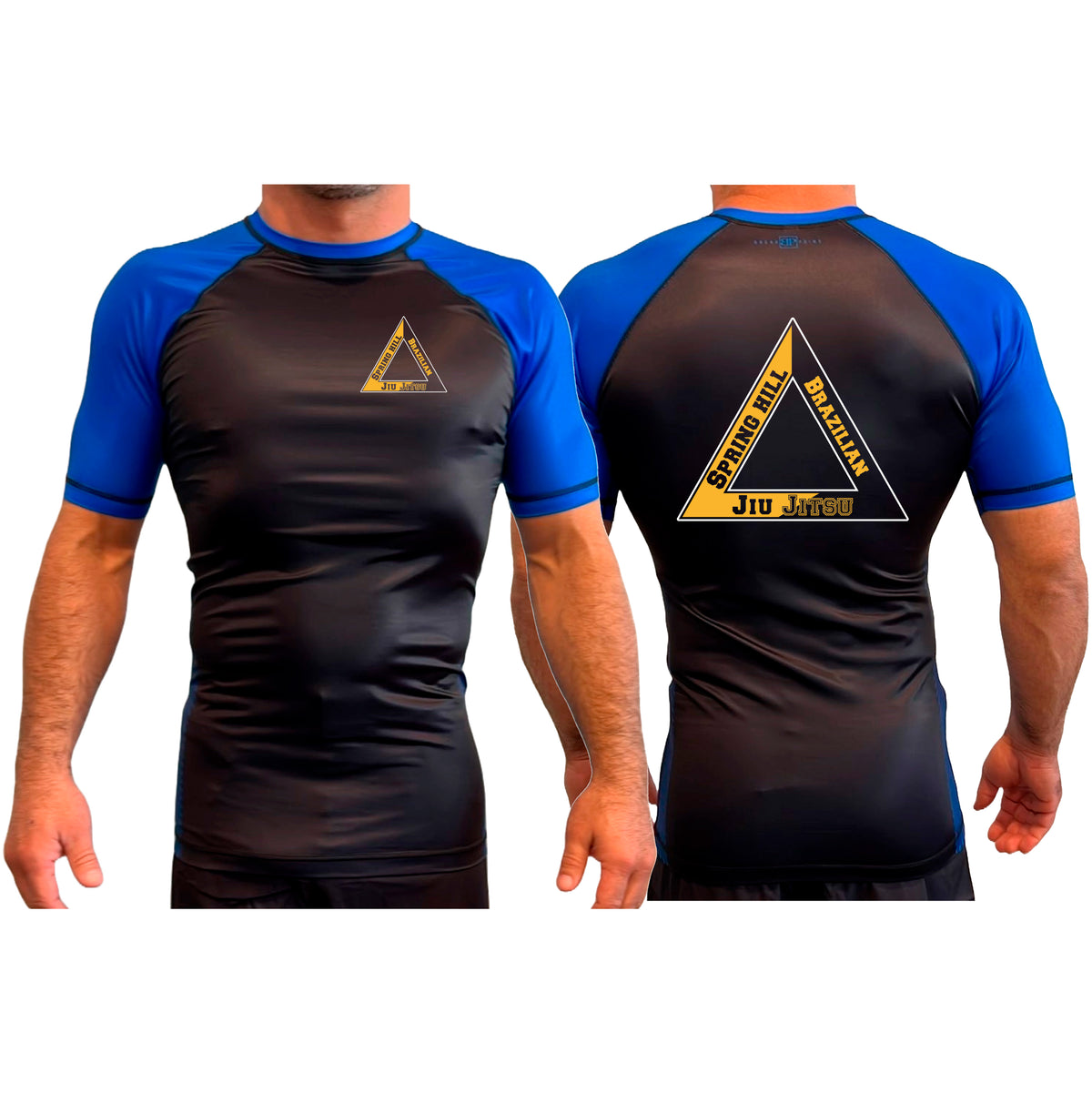 Spring Hill Jiu Jitsu All Black Ranked Short Sleeve Rash Guards #8267 A