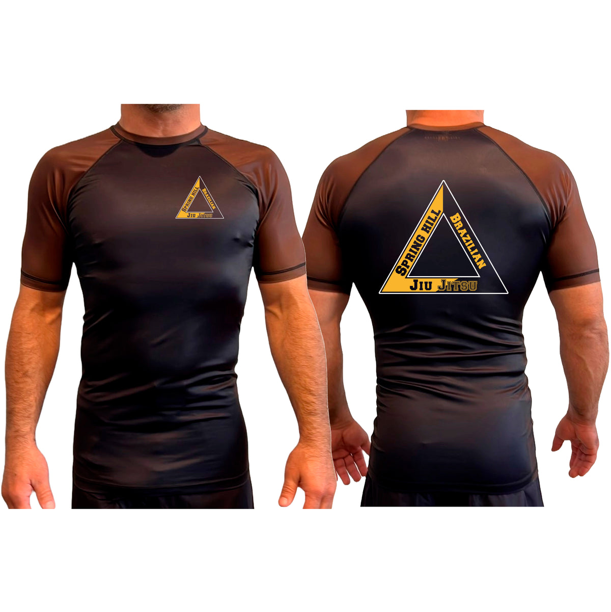 Spring Hill Jiu Jitsu All Black Ranked Short Sleeve Rash Guards #8267 A