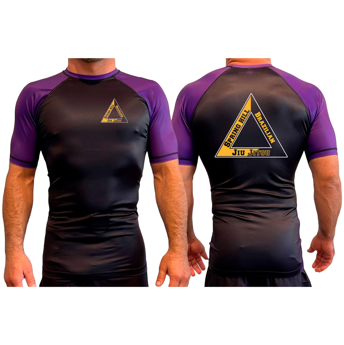 Spring Hill Jiu Jitsu All Black Ranked Short Sleeve Rash Guards #8267 A