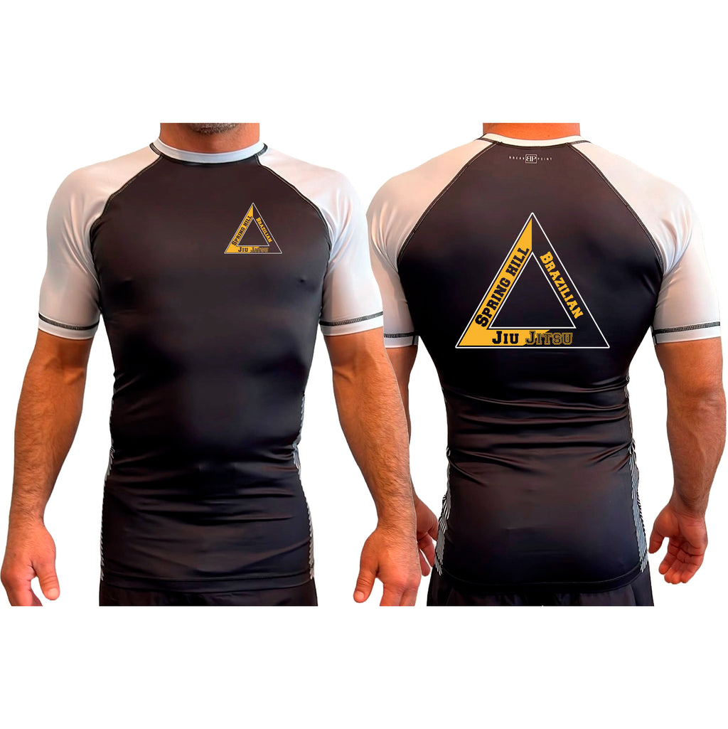 Spring Hill Jiu Jitsu All Black Ranked Short Sleeve Rash Guards #8267 A
