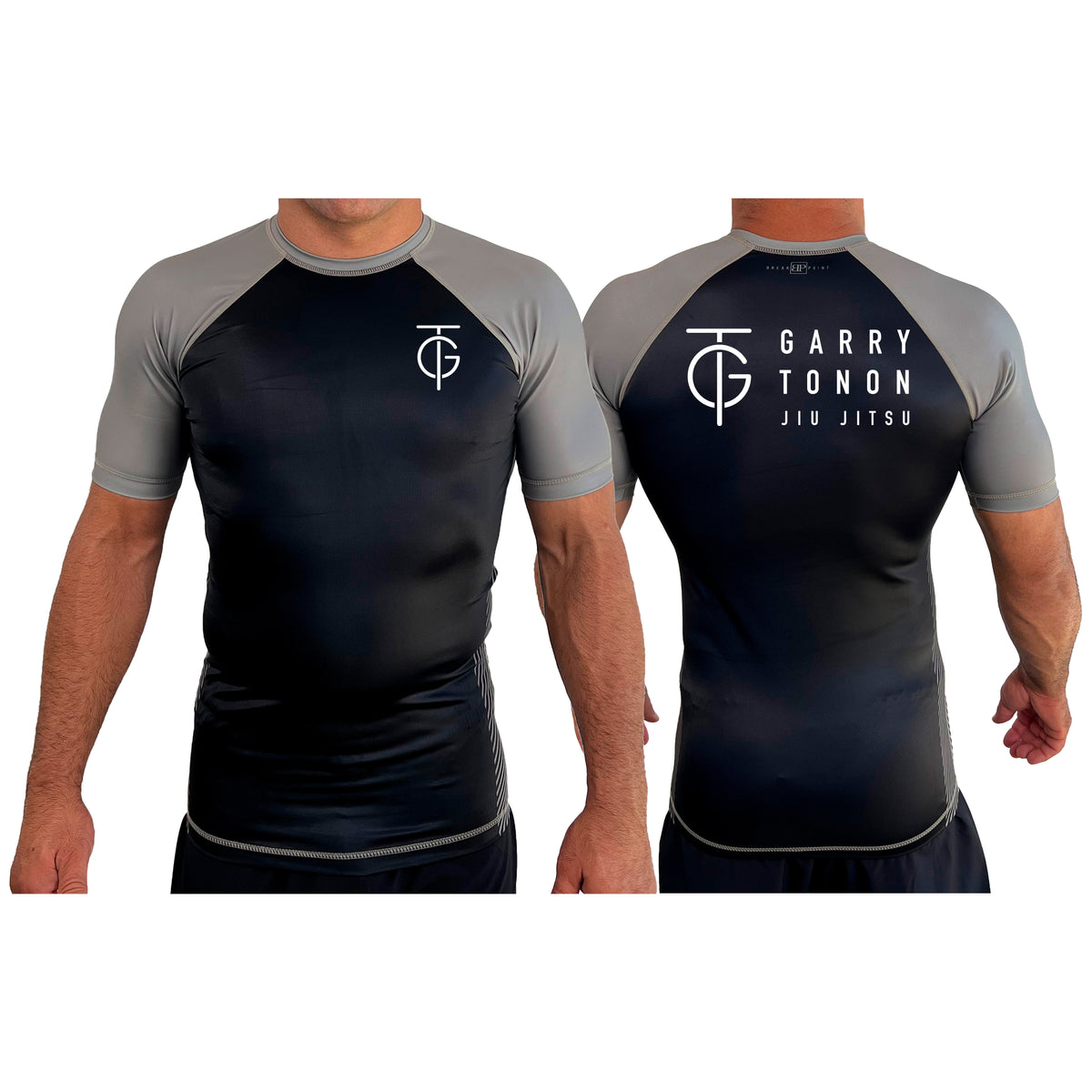 GTJJ All Black Ranked Short Sleeve Rash Guards #8268 A