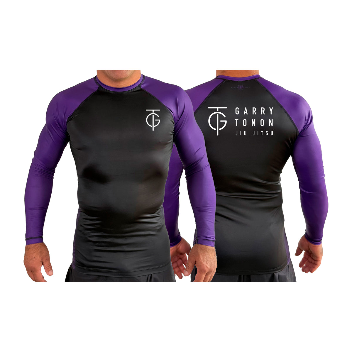 GTJJ All Black Ranked Long Sleeve Rash Guards #8268 A