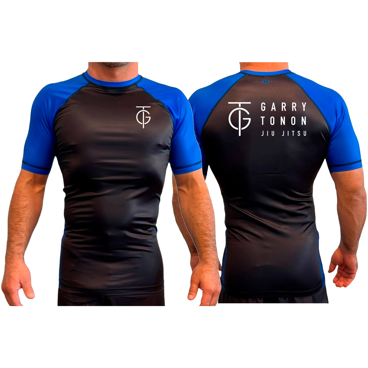 GTJJ All Black Ranked Short Sleeve Rash Guards #8268 A