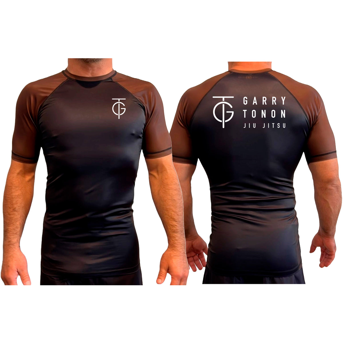 GTJJ All Black Ranked Short Sleeve Rash Guards #8268 A