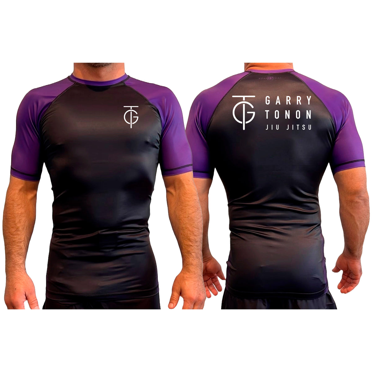 GTJJ All Black Ranked Short Sleeve Rash Guards #8268 A