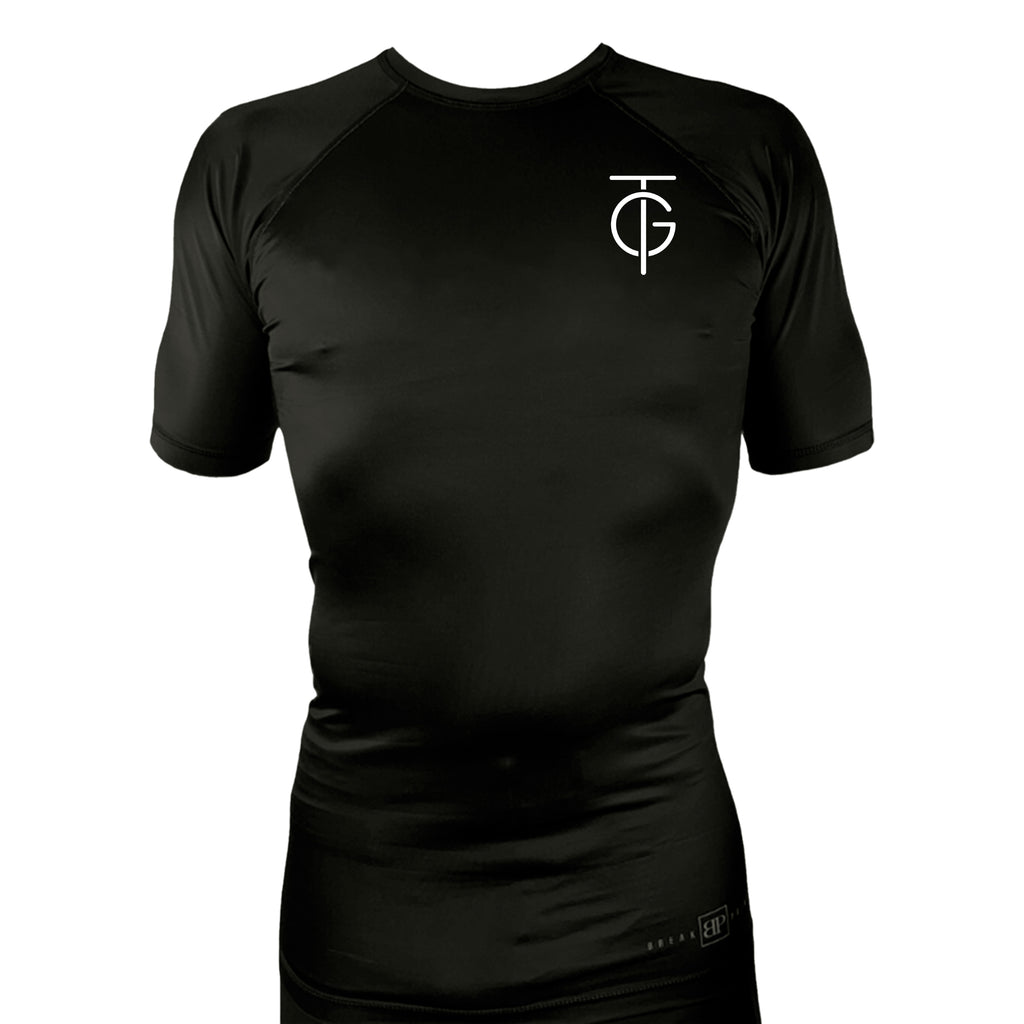 GTJJ All Black Rash Guards Short Sleeves #8268 A