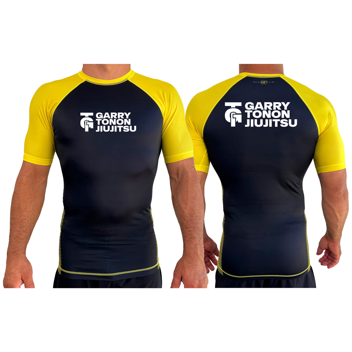 GTJJ All Black Ranked Short Sleeve Rash Guards #8268 D