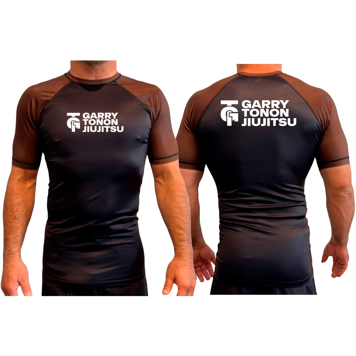 GTJJ All Black Ranked Short Sleeve Rash Guards #8268 D