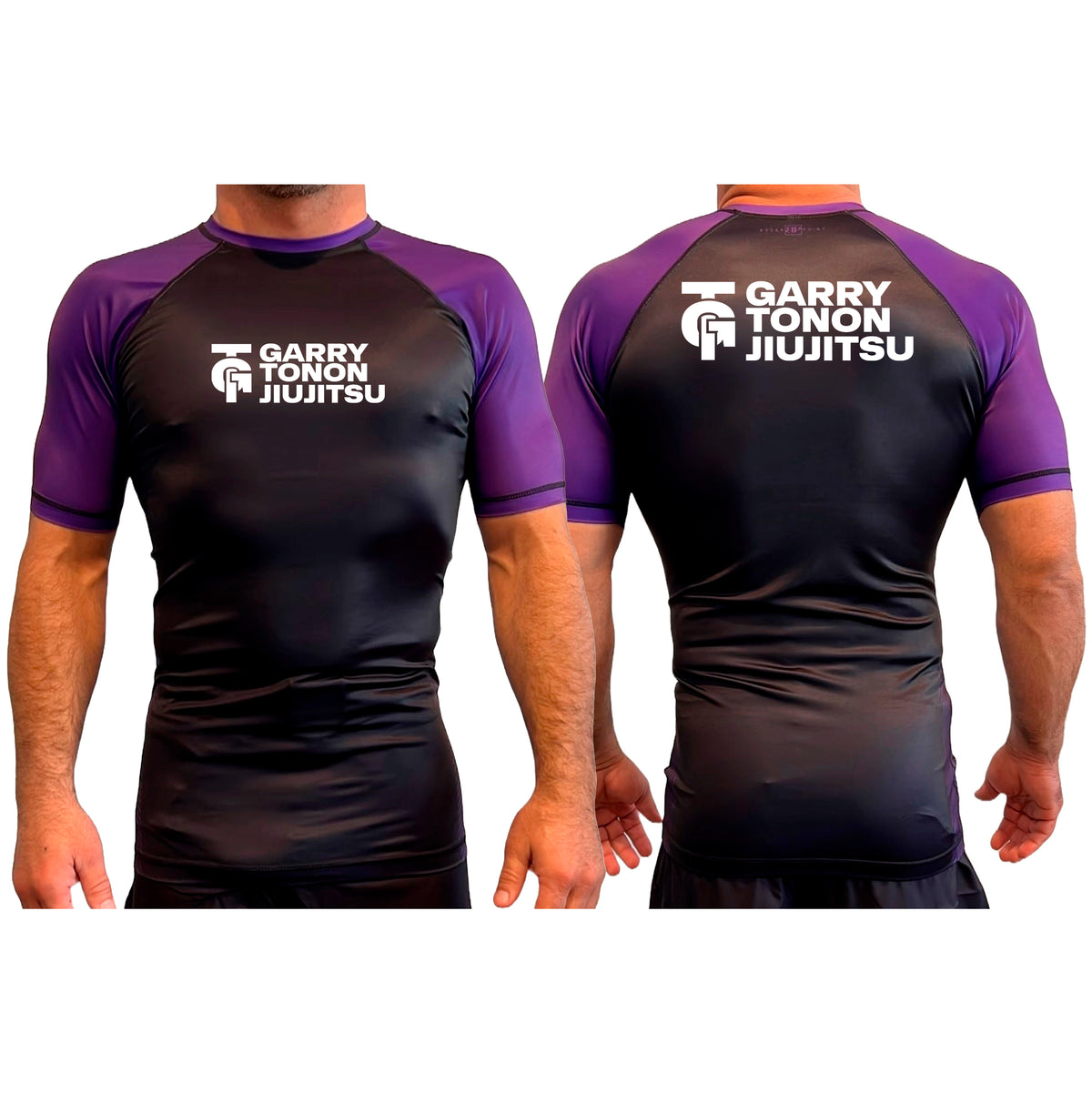 GTJJ All Black Ranked Short Sleeve Rash Guards #8268 D