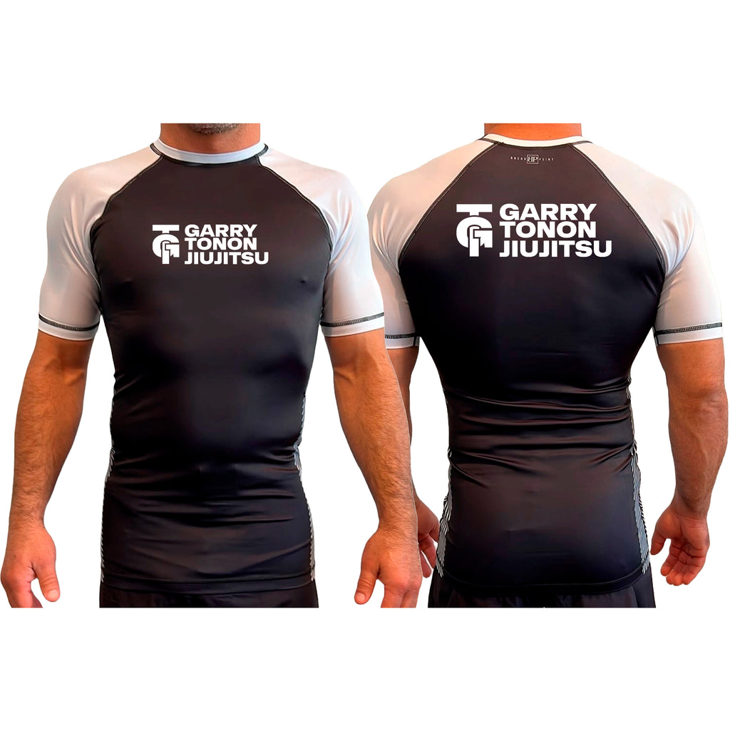 GTJJ All Black Ranked Short Sleeve Rash Guards #8268 D