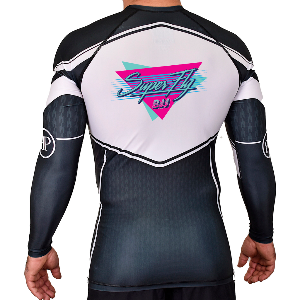 SuperFly BJJ Academy Rash Guards Black/White #8269 A
