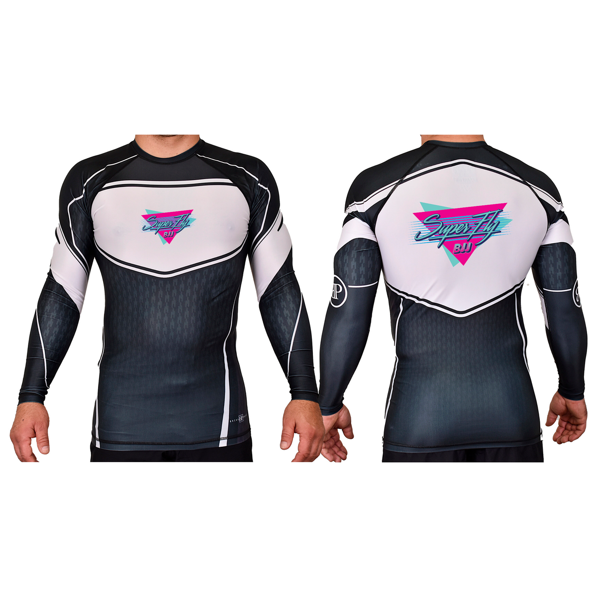 SuperFly BJJ Academy Rash Guards Black/White #8269 A