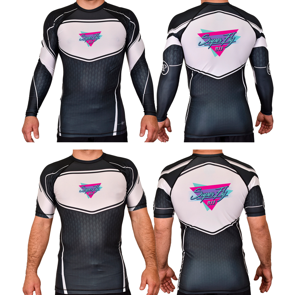 SuperFly BJJ Academy Rash Guards Black/White #8269 A