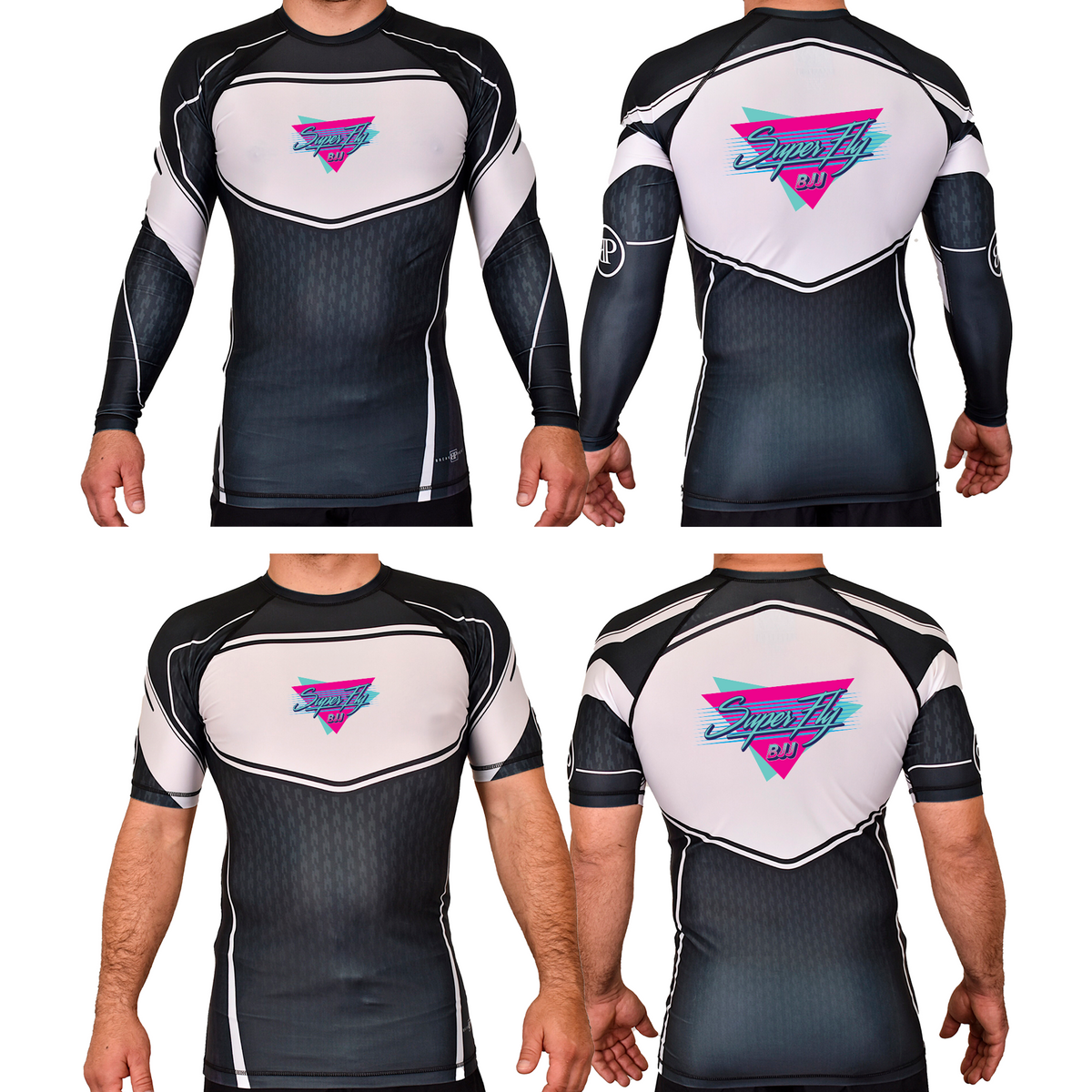SuperFly BJJ Academy Rash Guards Black/White #8269 A