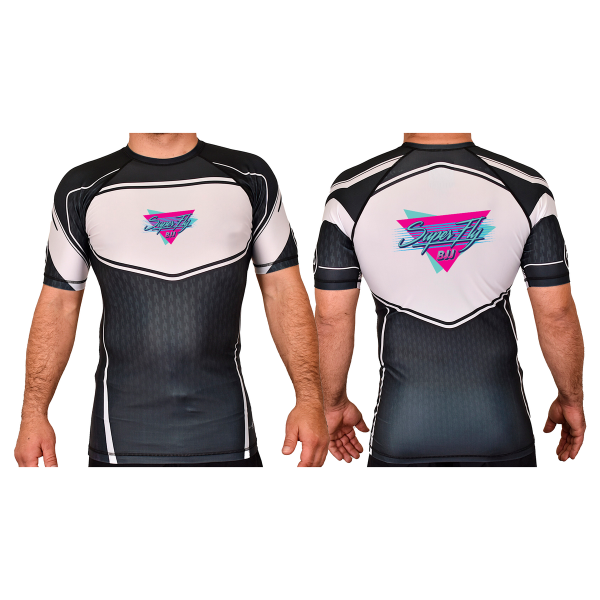 SuperFly BJJ Academy Rash Guards Black/White #8269 A