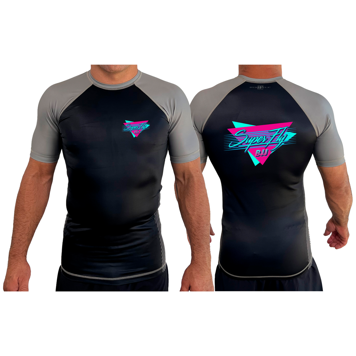 SuperFly BJJ All Black Ranked Short Sleeve Rash Guards #8269 A